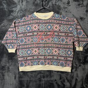 Forelli Women's Multi Color Geometric Long Sleeve Pullover Crewneck Size 26/28